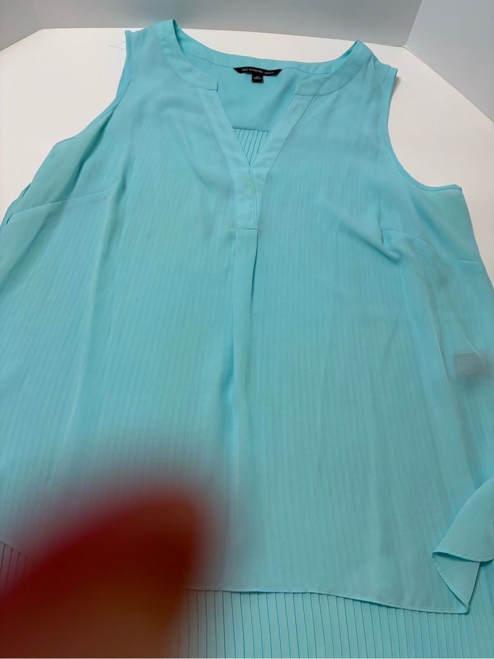 Zac & Rachel Light Aqua Pleated Sleeveless Blouse